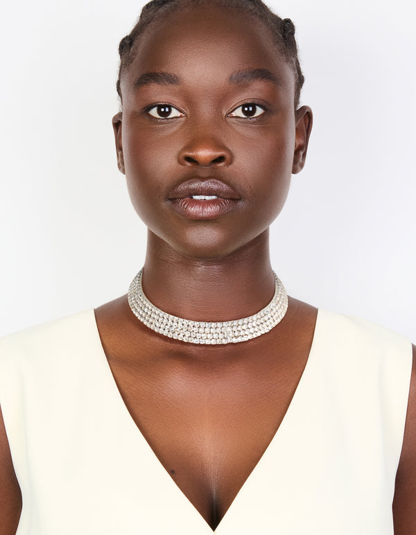 Silver Diamante Choker Necklace