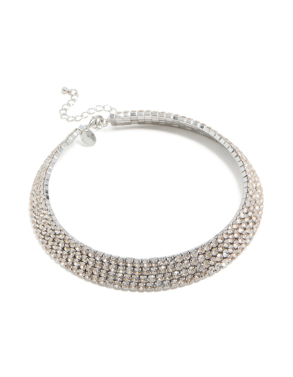 Silver Diamante Choker Necklace