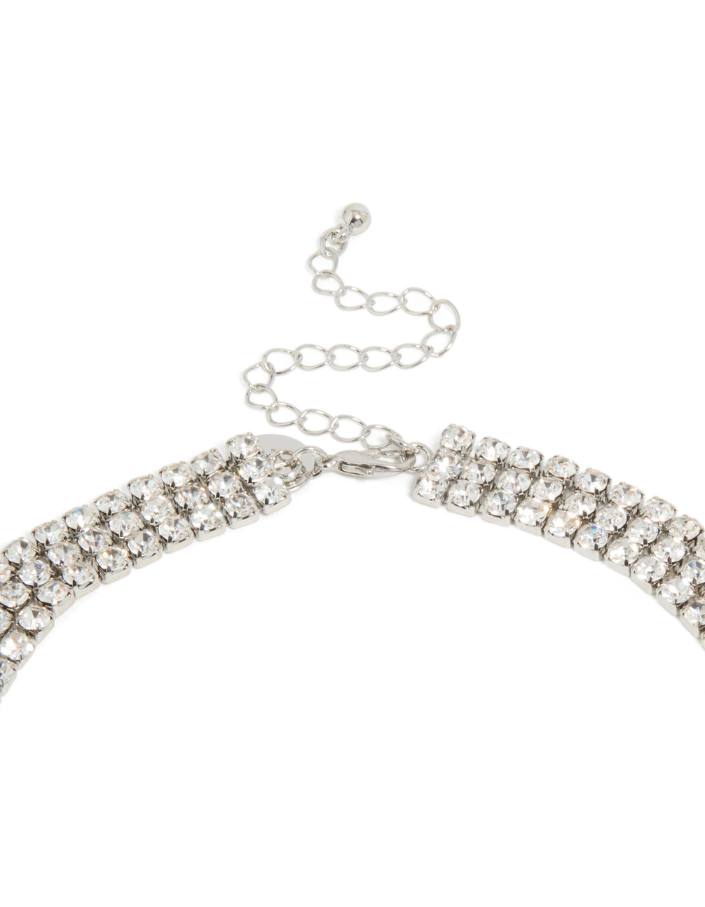 Silver Diamante Tennis Triple Layered Necklace