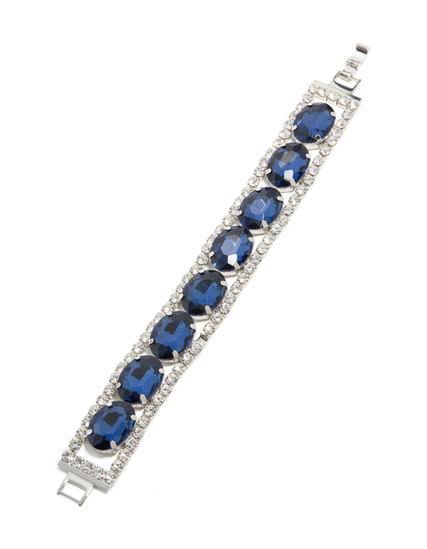 Silver Blue Large Diamantes Bracelet
