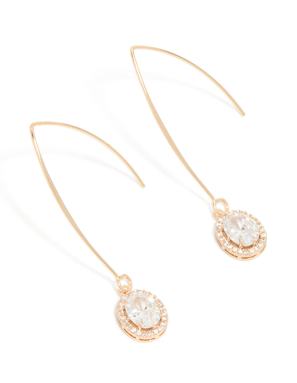 Gold Cubic Zirconia Dainty Circle Drop Earrings