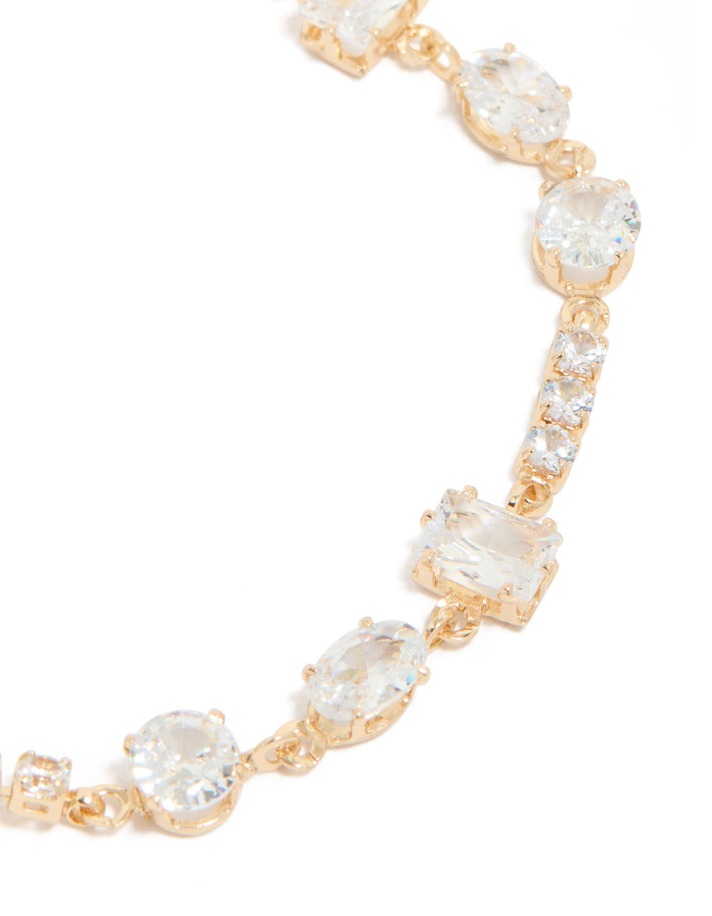 Gold Rectangle & Circle Cubic Zirconia Tennis Bracelet
