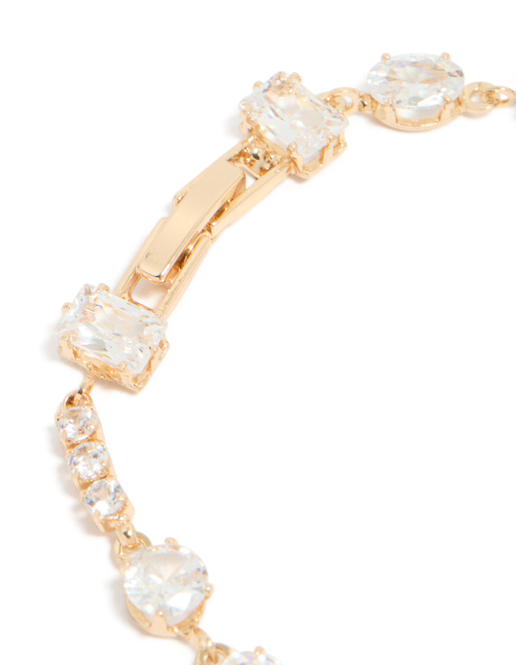 Gold Rectangle & Circle Cubic Zirconia Tennis Bracelet