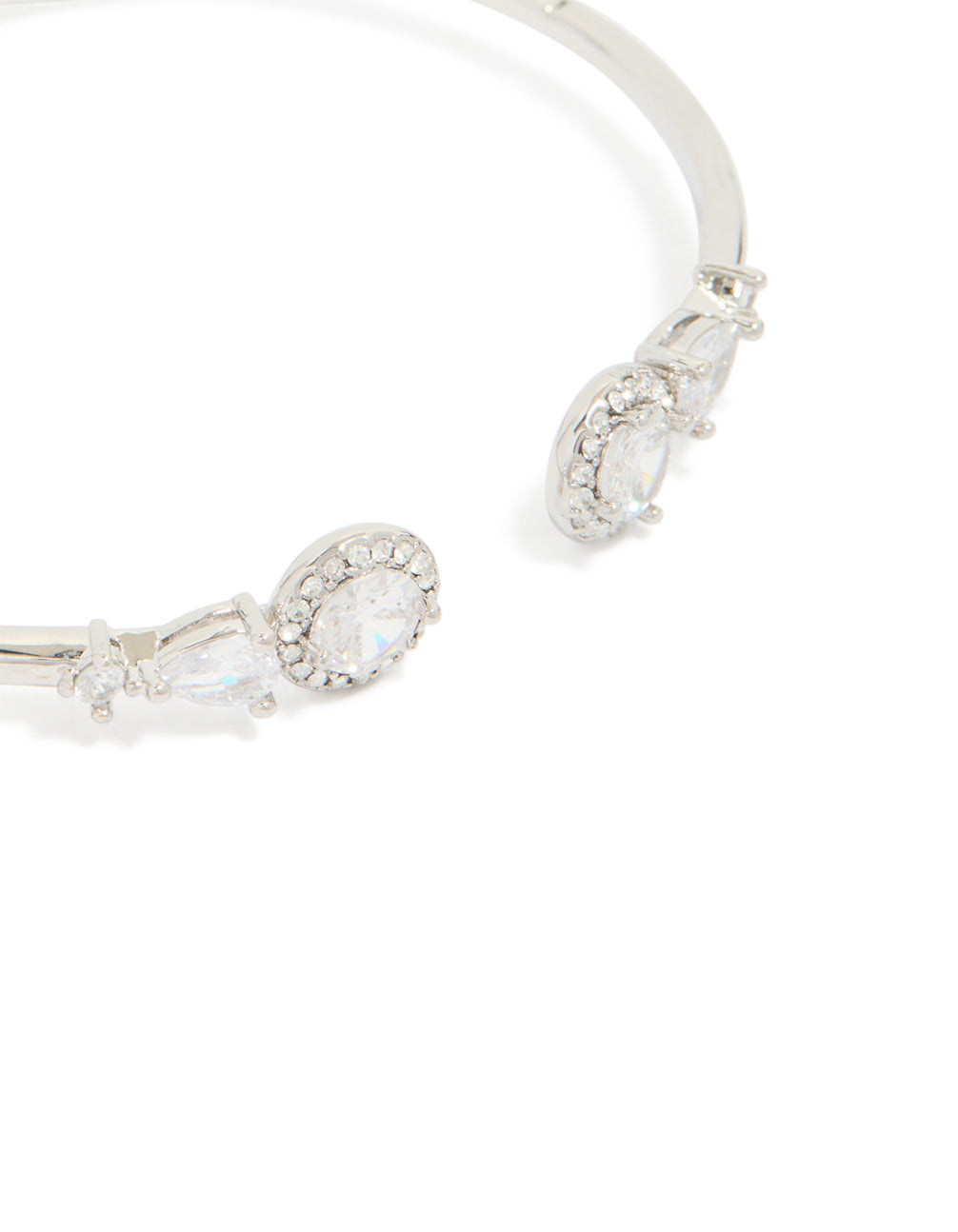 Silver Cubic Zirconia Circle Hinged Bangle