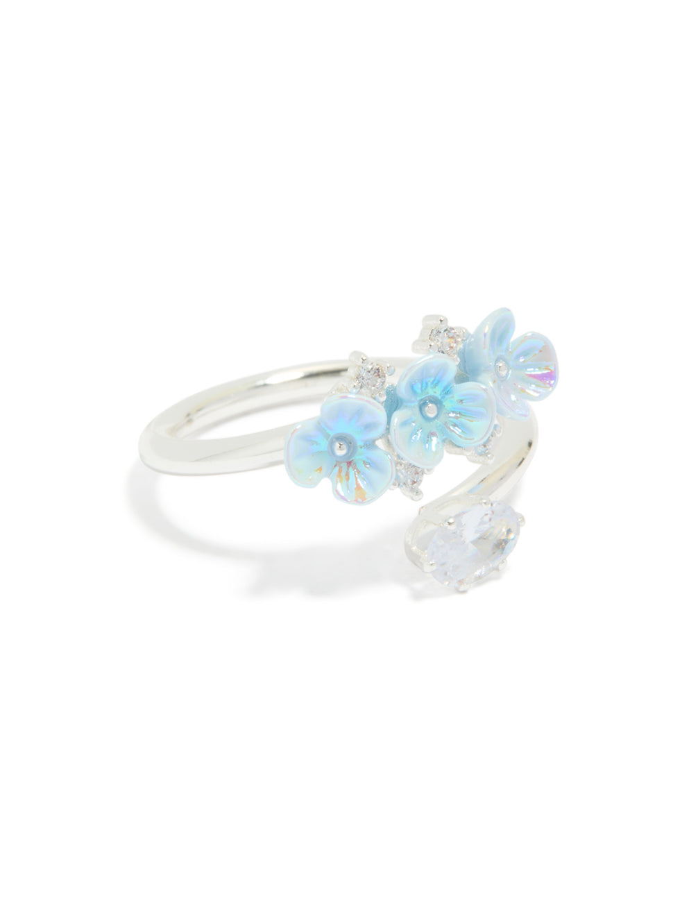 Silver Plated Triple Flower Wrap Ring