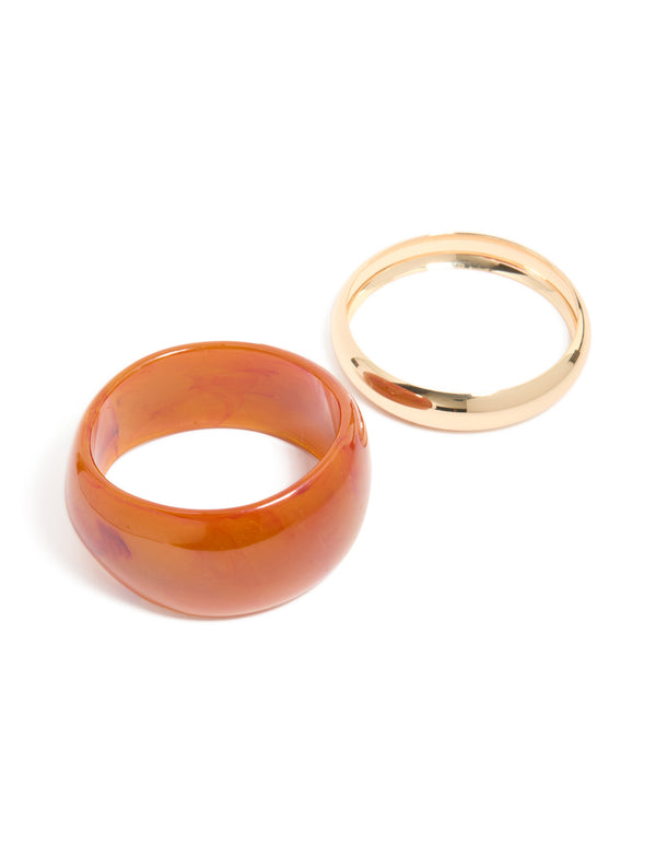 Gold & Brown Acrylic Thick Bangles 2-Pack