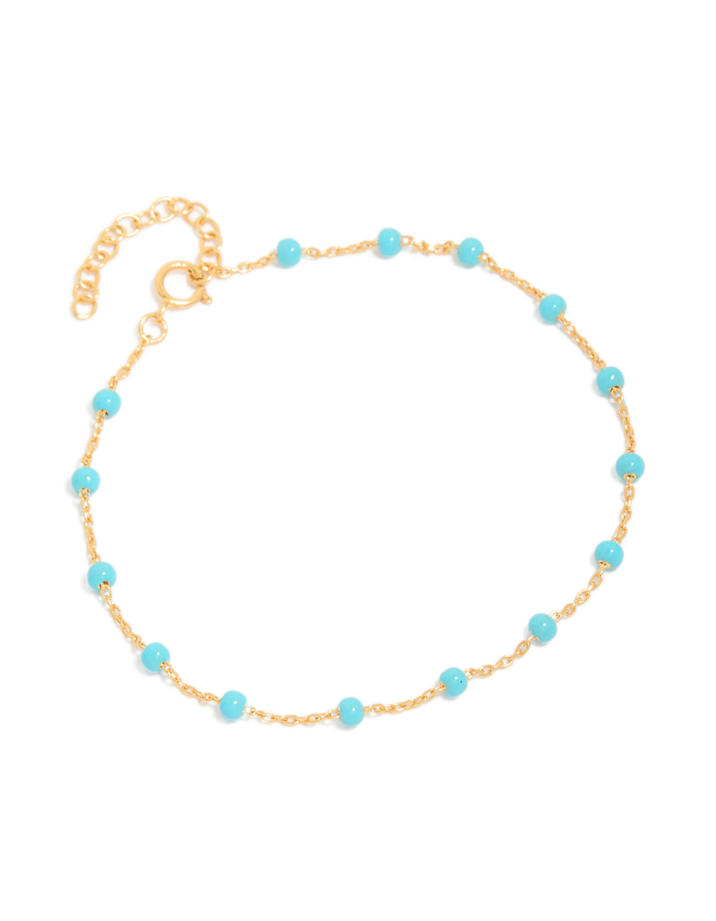 Gold Plated Sterling Silver Blue Enamel Station Beaded Bracelet