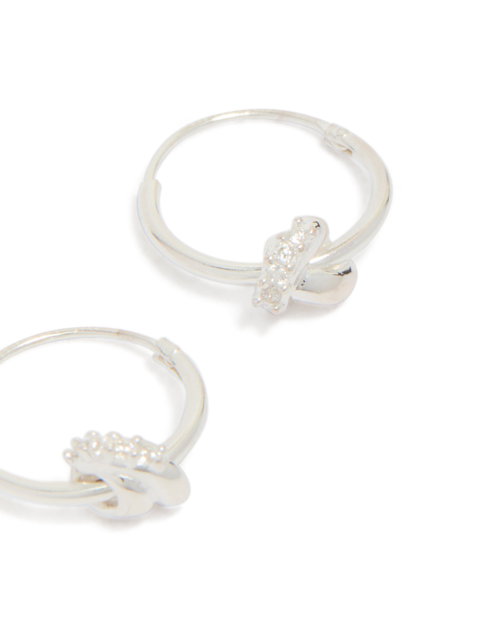Sterling Silver Cubic Zirconia Knotted Hoop Earrings