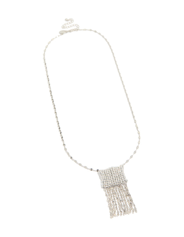 Silver Diamante Bag Necklace