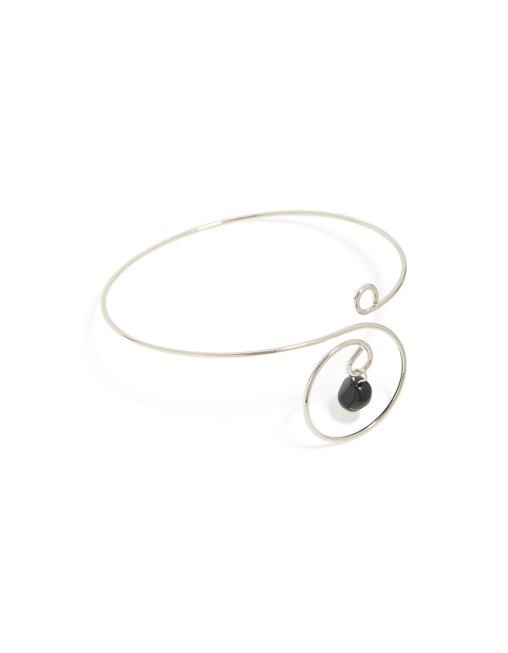 Silver Dainty Swirl Black Semi Precious Stone Arm Cuff