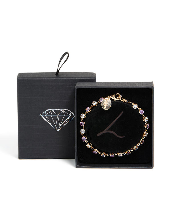 Gold Purple & Grey Cubic Zirconia Bracelet