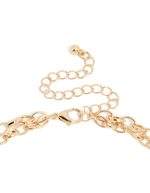 Gold Ocean Charm Layered Necklace