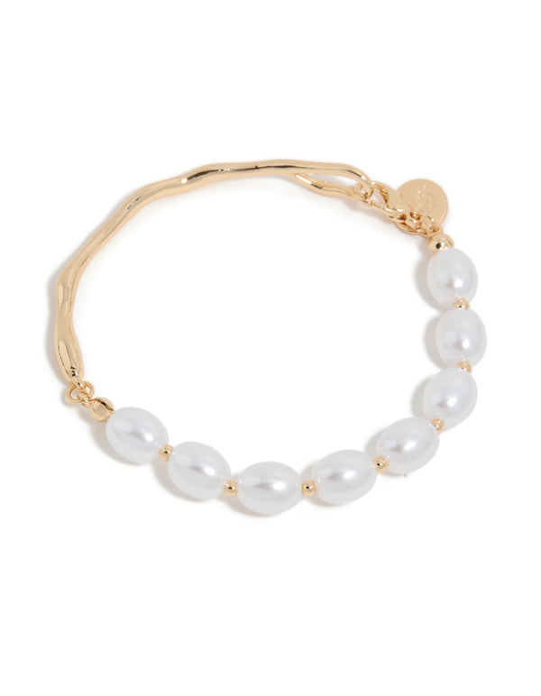 Gold Dainty Pearl Bracelet