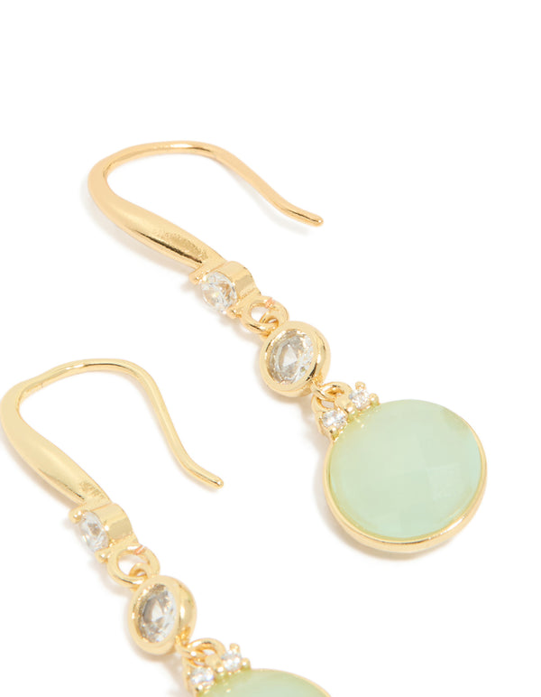 Gold Plated Plated Blue Cubic Zirconia Circle Drop Earrings
