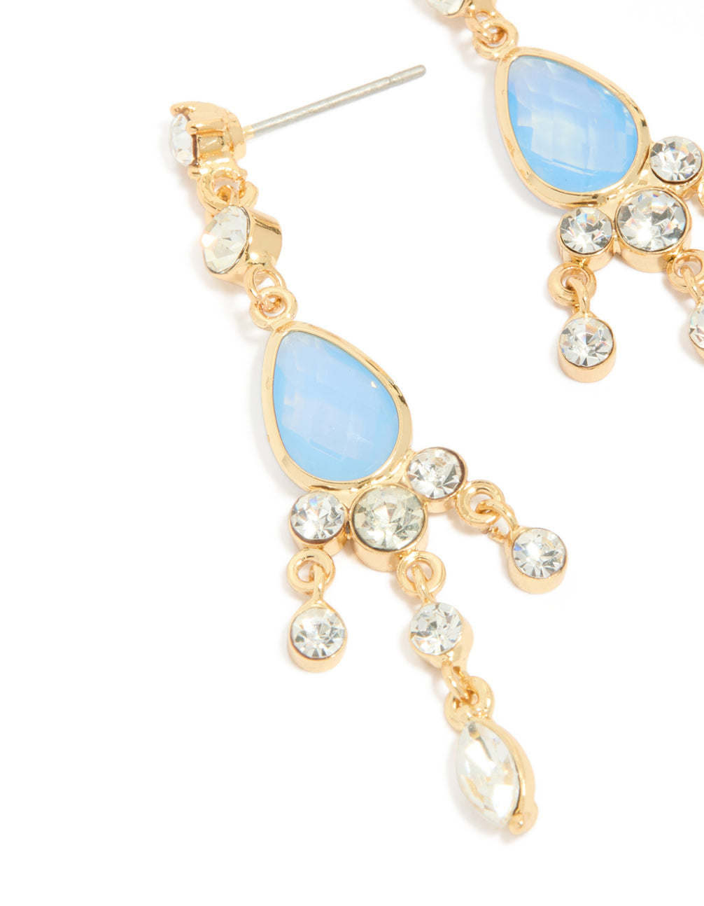 Gold Plated Blue Cubic Zirconia Drop Detail Earrings