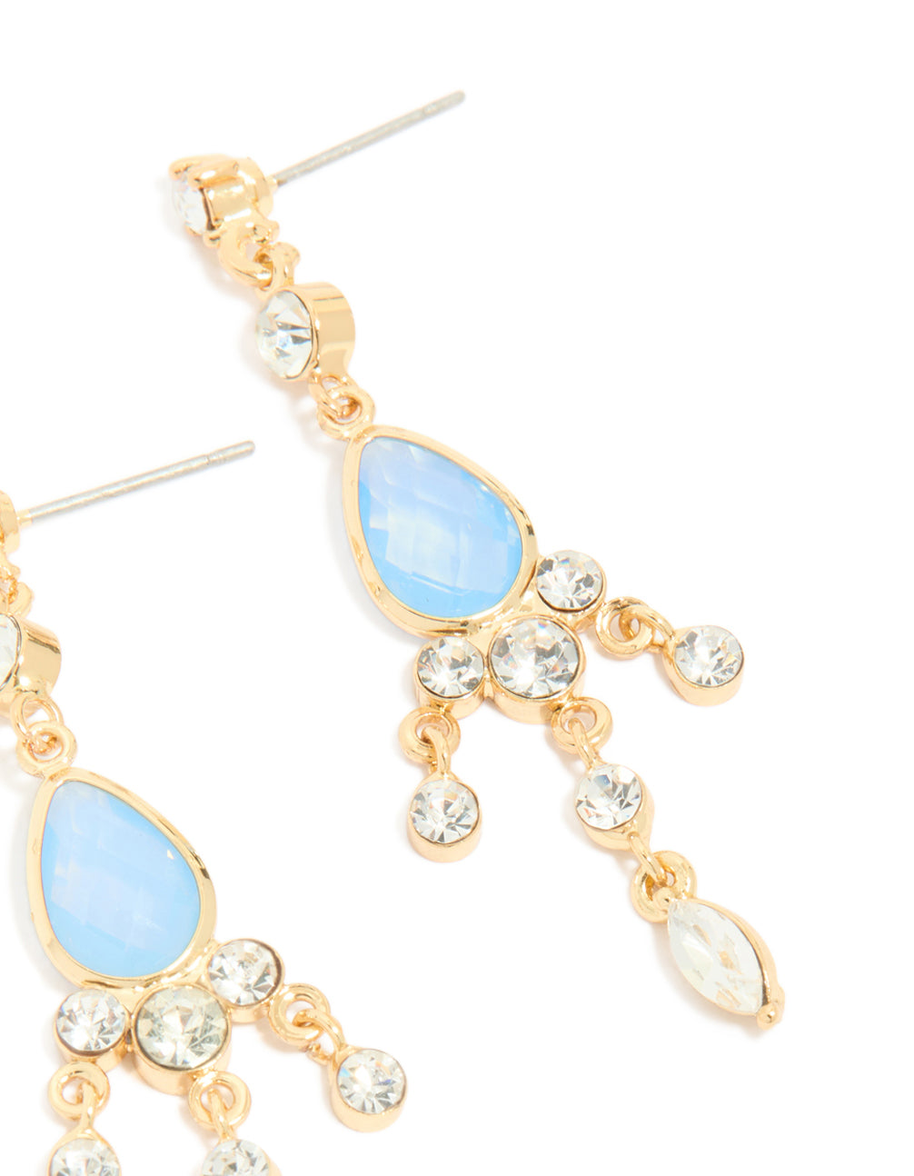 Gold Plated Blue Cubic Zirconia Drop Detail Earrings