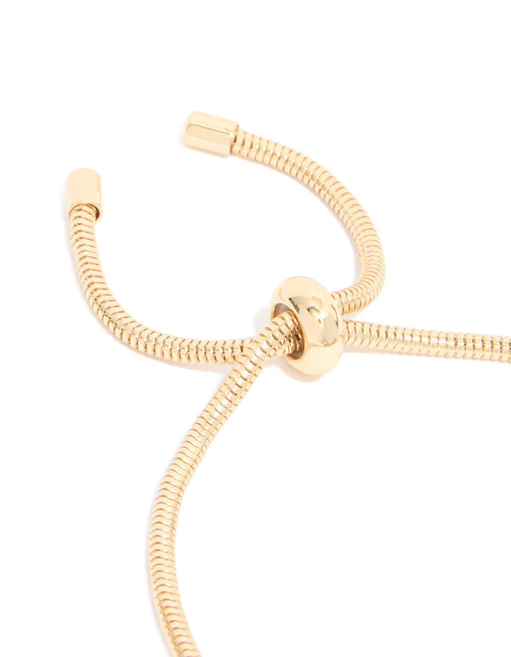 Featuring a gold blue diamante and molten heart charm toggle bracelet with beaded and balls design in closure detail view