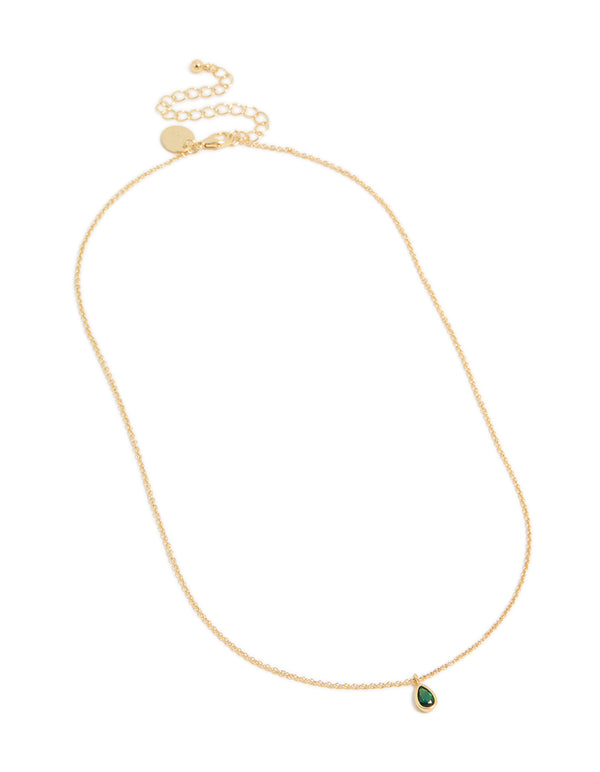 Gold Plated May Emerald Birthstone Necklace