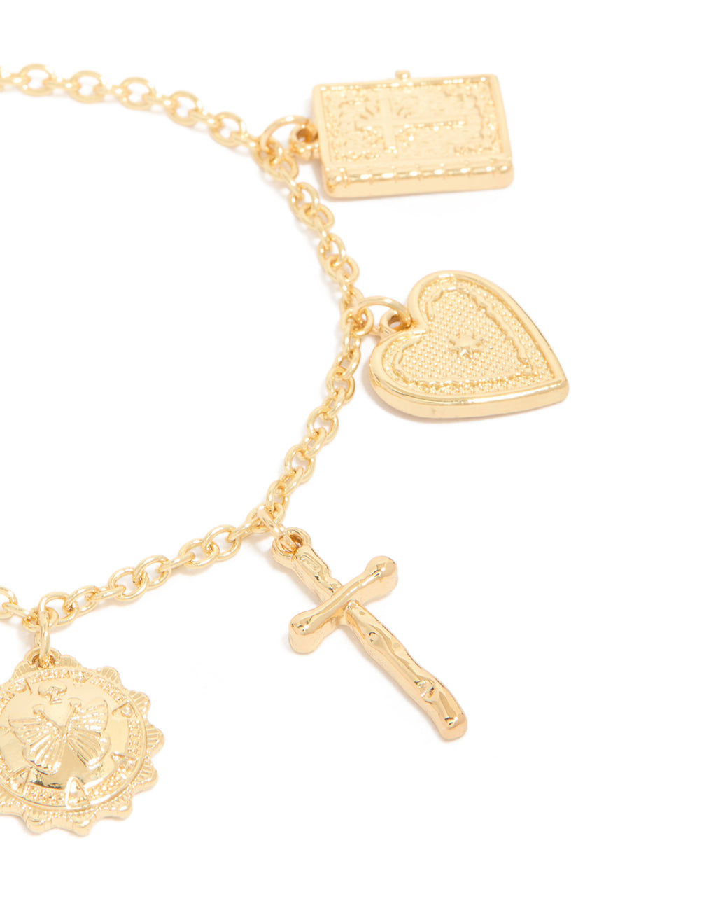 Gold Plated Angel & Cross Charms Bracelet