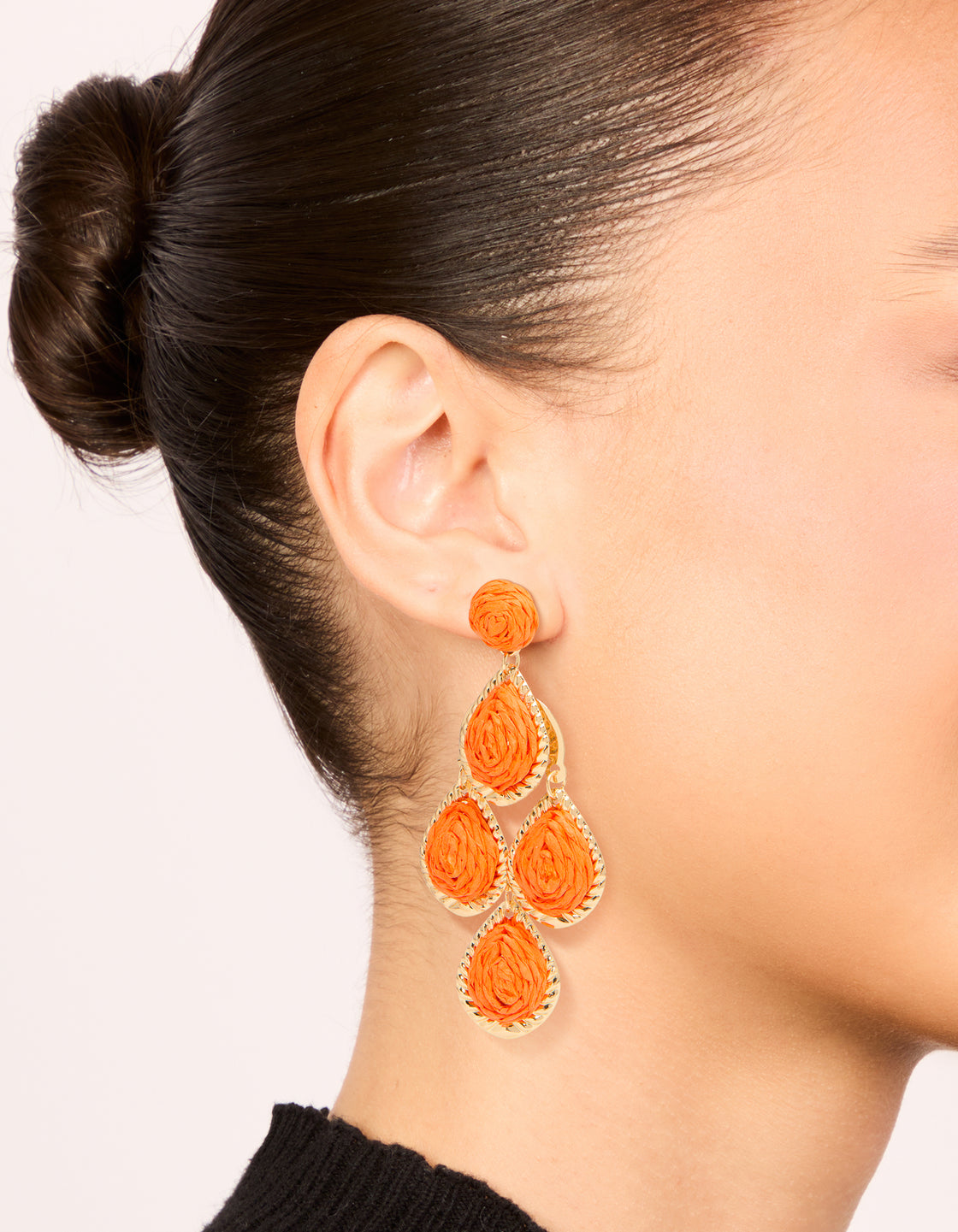 Orange Paper Teardrop Earrings