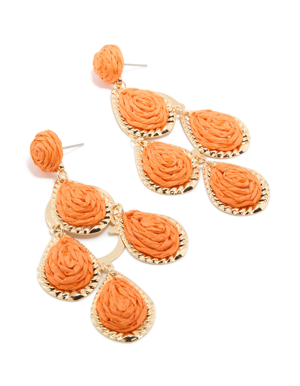 Orange Paper Teardrop Earrings