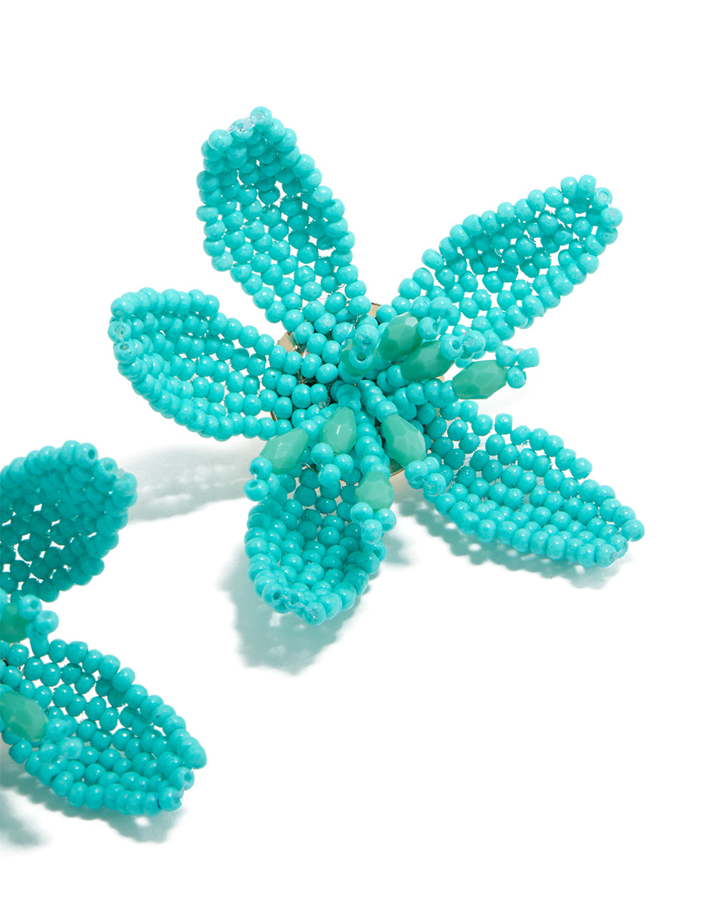 Aqua Beaded Statement Flower Stud Earrings
