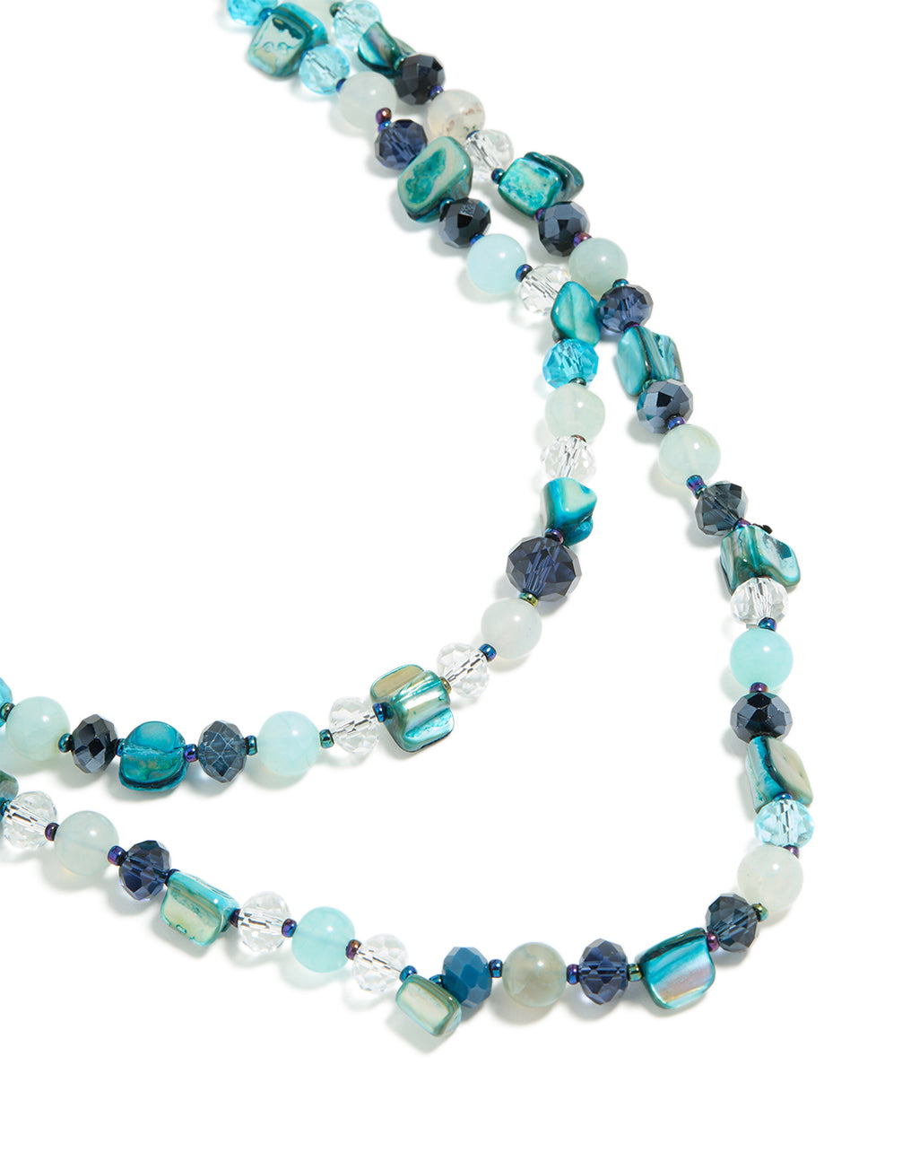Blue Irregular Beaded Double Layered Necklace