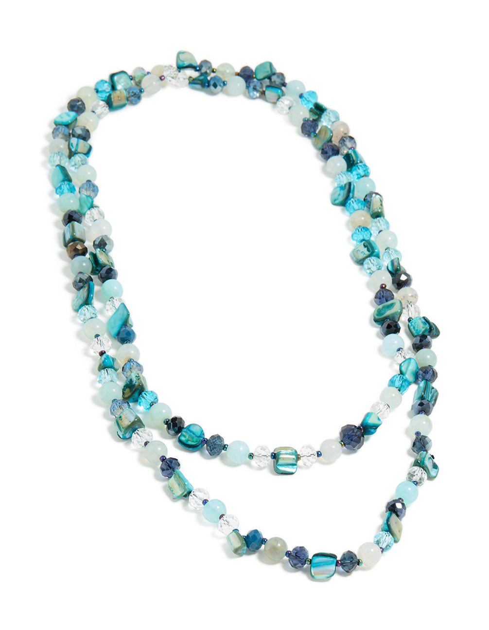 Blue Irregular Beaded Double Layered Necklace