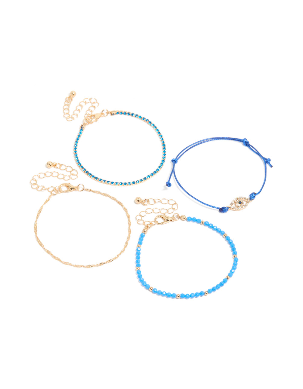 Gold Cord & Beaded Celestial Bracelets 4-Pack