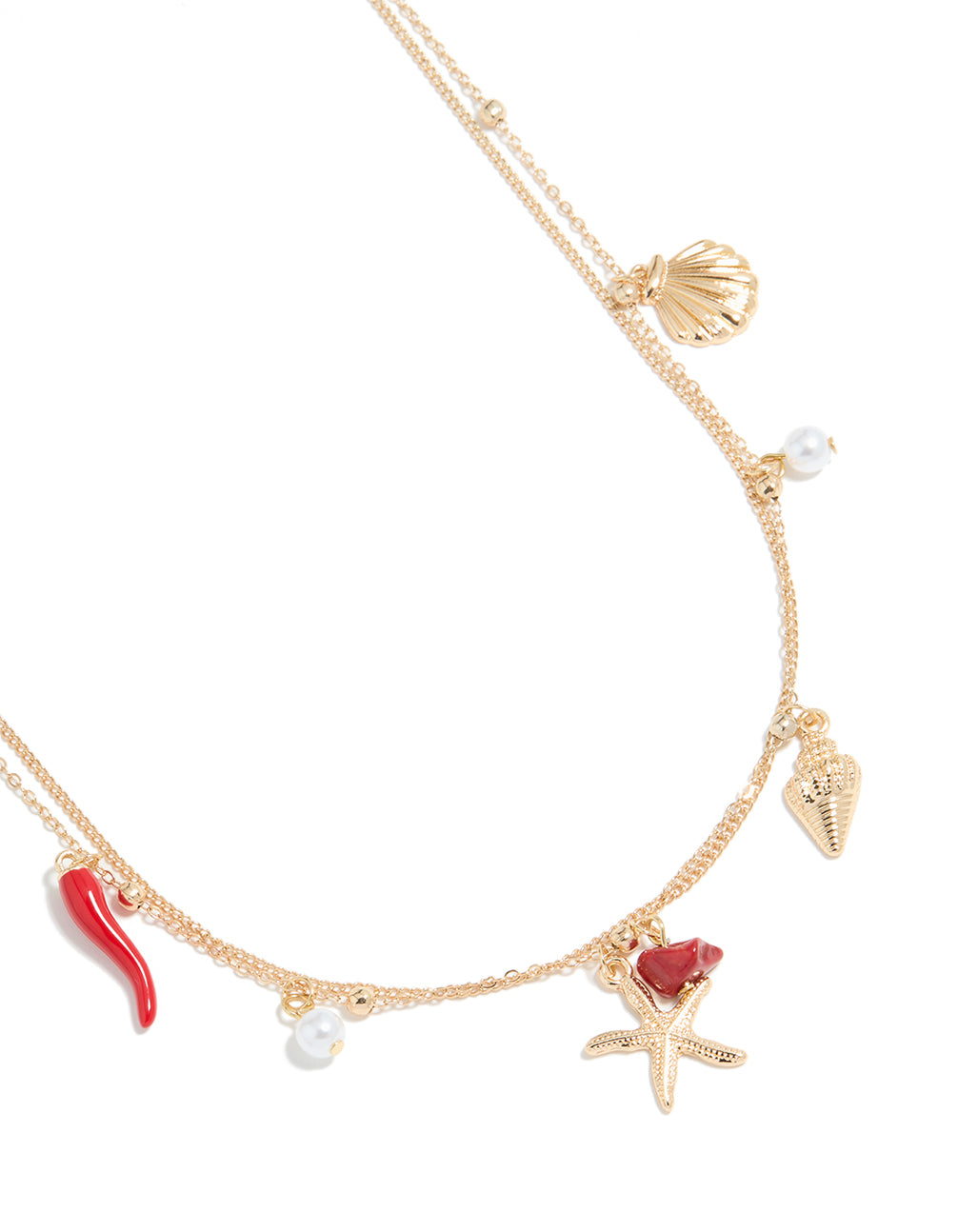 Gold Ball & Shell Charm Layered Waist Chain