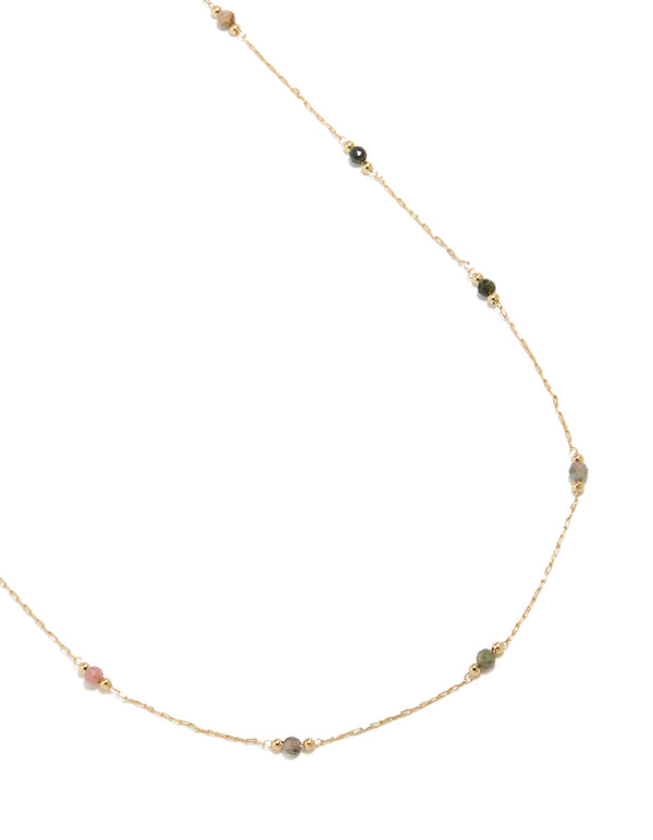 Gold Plated Multicoloured Semi Precious Stones Beaded Waist Chain