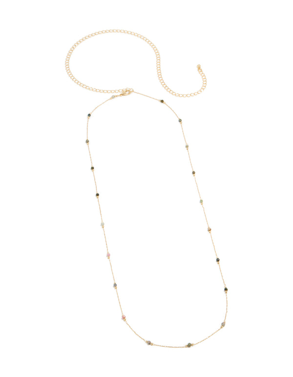 Gold Plated Multicoloured Semi Precious Stones Beaded Waist Chain