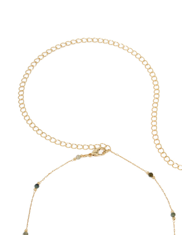Gold Plated Multicoloured Semi Precious Stones Beaded Waist Chain