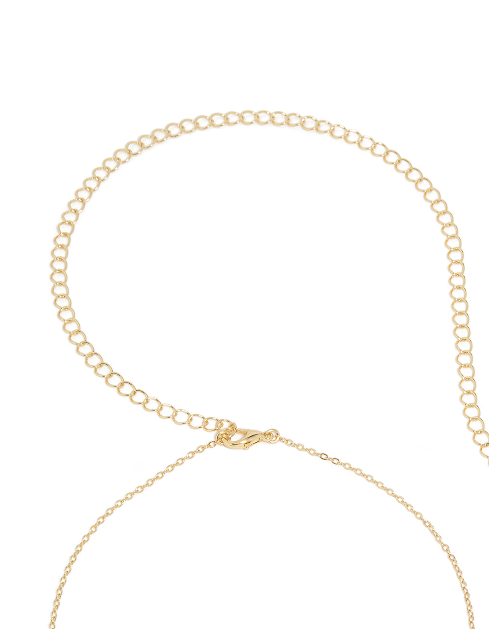 Stylish gold plated waist chain with mini pearls and embellished design detail view