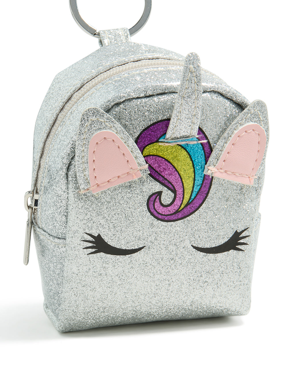Kids Glitter PU Leather Fabric Unicorn Purse Key Chain