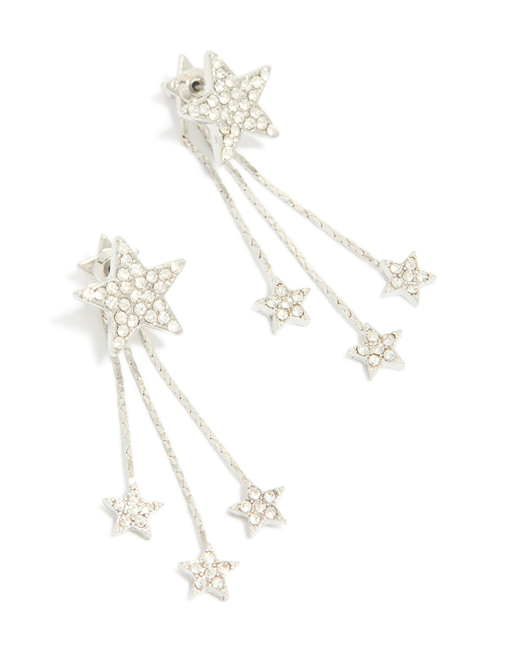 Silver Multi Star Drop Earrings