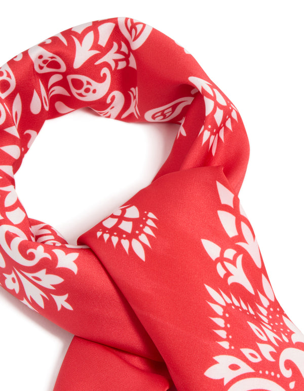 Red Paisley Print Fabric Scarf