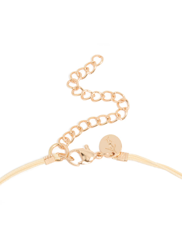 Cream Beaded Acrylic Yarn Necklace