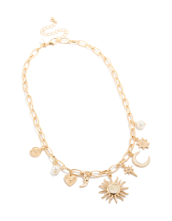 Gold Celestial Charm Necklace