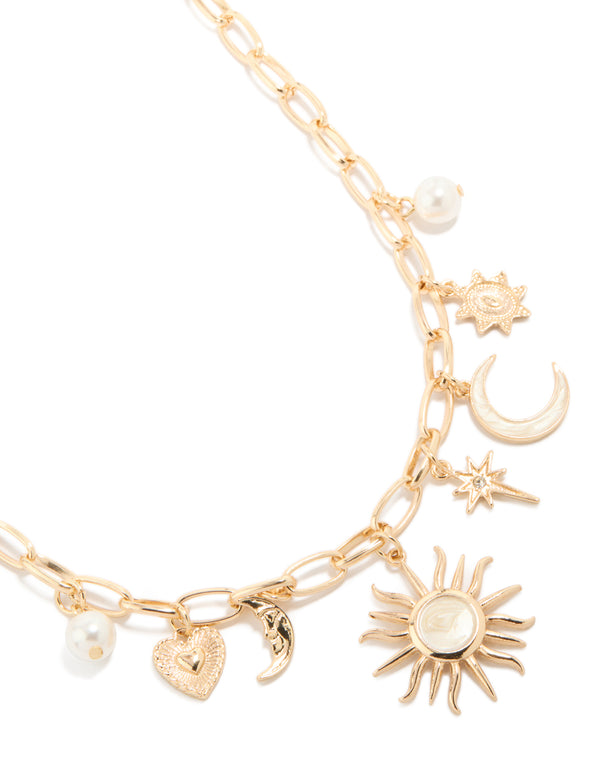 Gold Celestial Charm Necklace