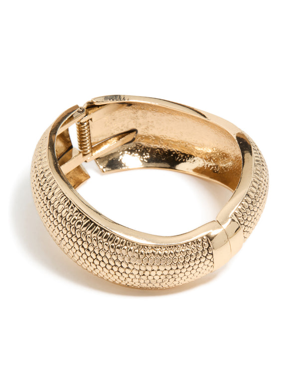 Gold Dotted Boho Hinged Bangle