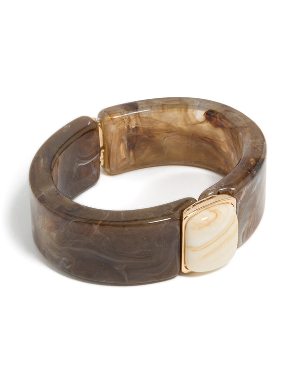 Brown & White Acrylic Square Wrist Cuff