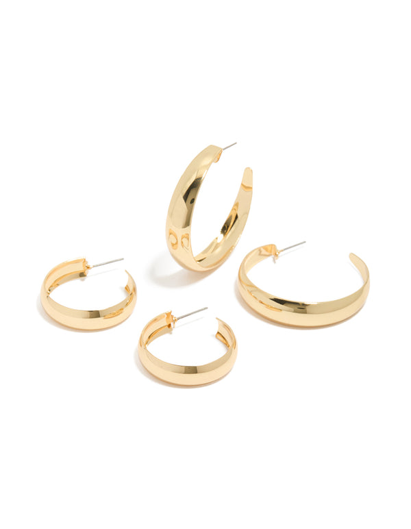Gold Plated Medium & Large Hoop Earrings 2-Pack