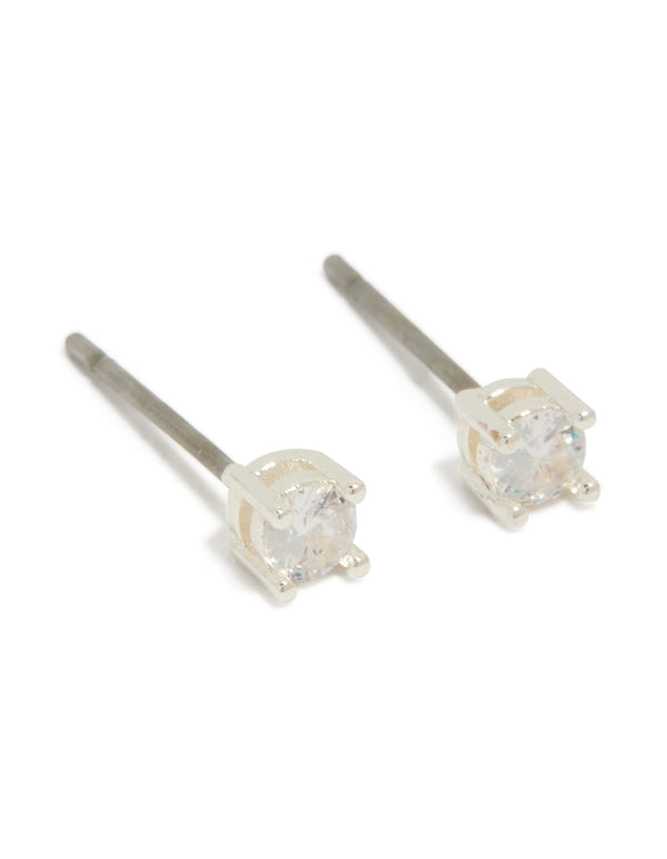 Crafted with teardrop floral cubic zirconia in silver plated 2-pack earrings close up view