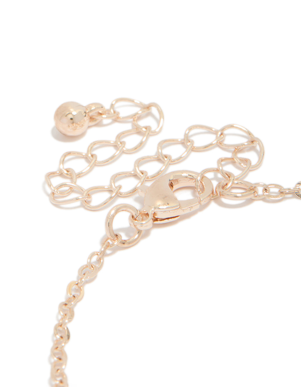 Rose Gold Plated Cubic Zirconia Flower Outline Charms Bracelet