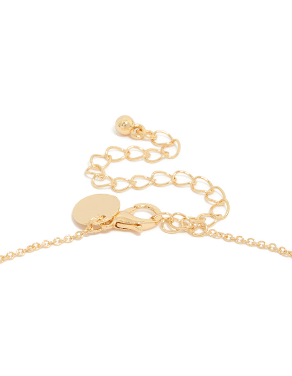 Discover the floral necklace crafted from gold plated cubic zirconia with crystal pendant in dainty style clasp detail view