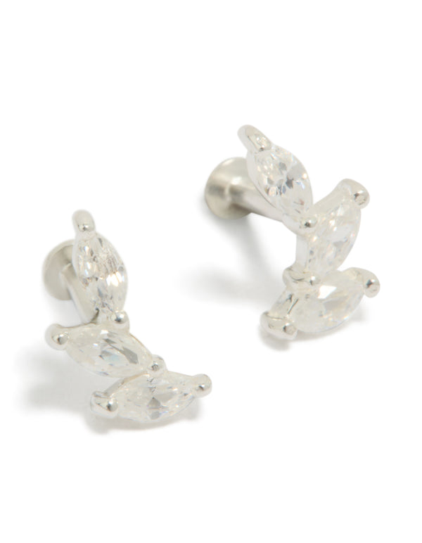 Discover crawler flat back stud earrings crafted from sterling silver in clear front view