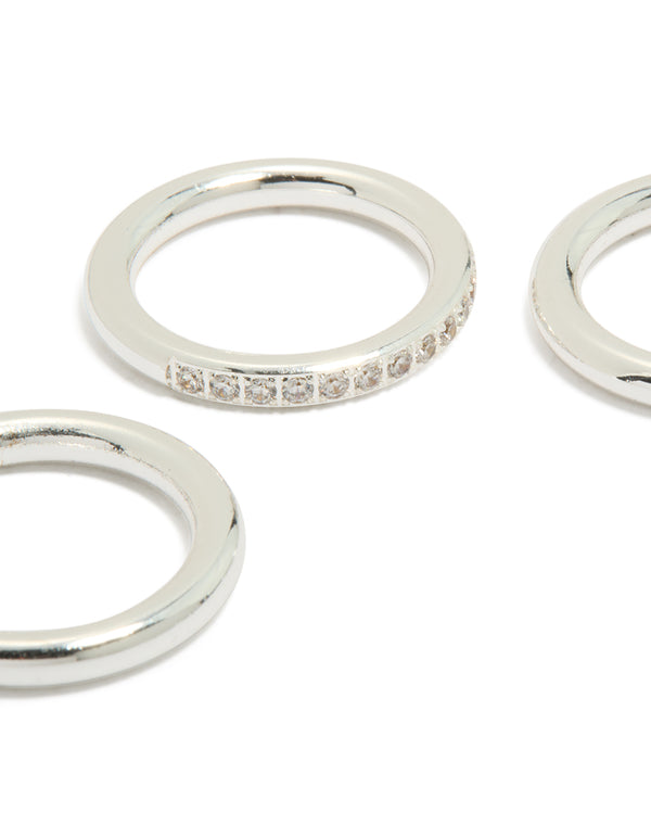 Waterproof Stainless Steel Band Stacking Rings 3-Pack
