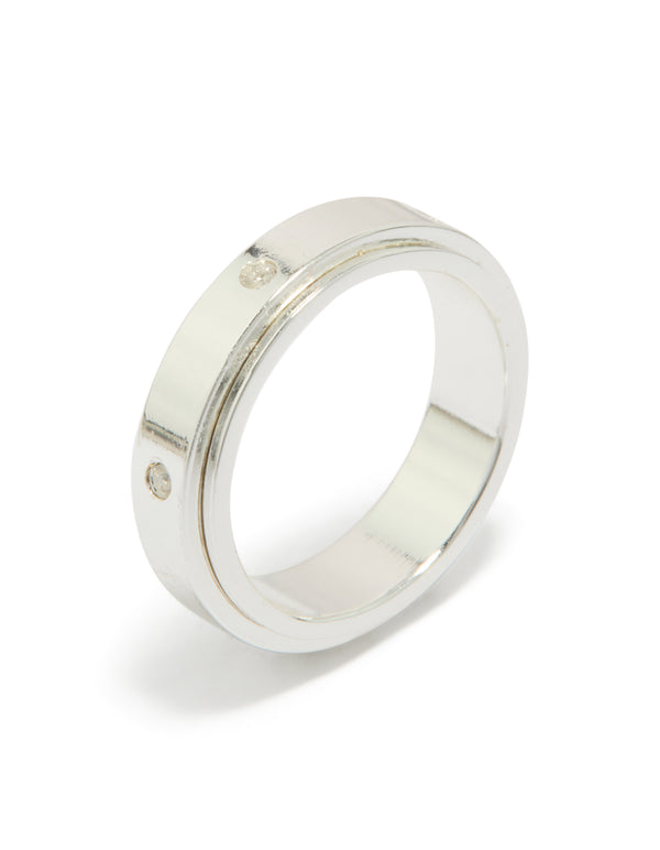 Waterproof Cubic Zirconia Stainless Steel Spinner Ring