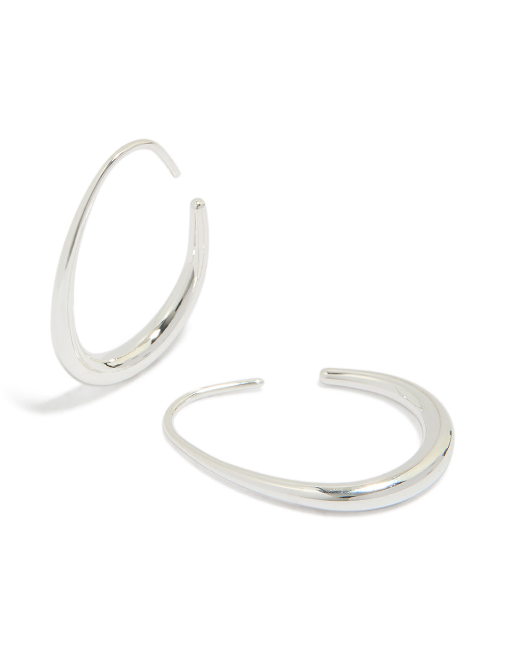 Crafted from waterproof stainless steel oval hoop earrings 30mm in silver front view